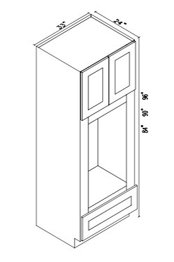 OM3396B Petit White Tall Double Oven Cabinet