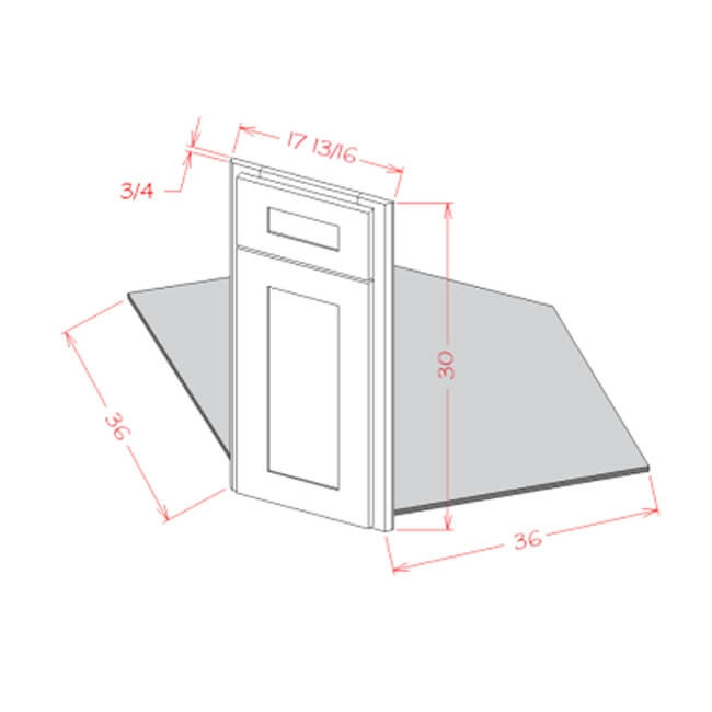 DCSF36 Shaker Cinder Diagonal Corner Sink Front (RTA)