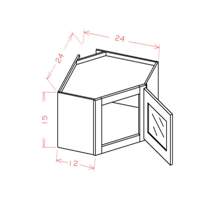 DCW2418GD Oxford Toffee Stacker Wall Prepped for Glass Door Cabinet with Finished Interior (RTA)
