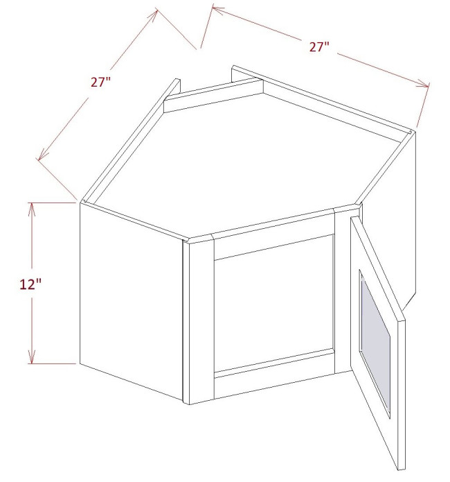 DCW2712GD Oxford Toffee Stacker Wall Prepped for Glass Door Cabinet with Finished Interior (RTA)