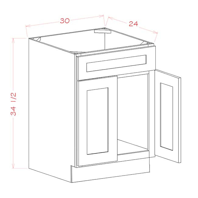 SB30S Oxford Toffee Sink Base Cabinet (RTA)