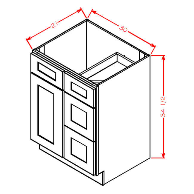 V3021DR Shaker Gray Vanity Base (RTA)