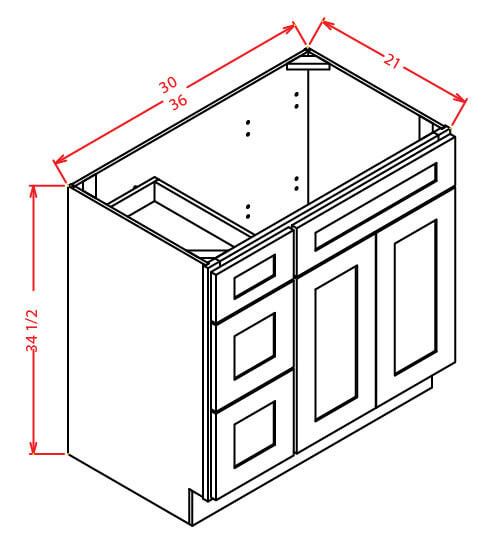 V3621DL Shaker Gray Vanity Base (RTA)