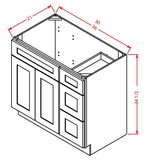 V3621DR Shaker Gray Vanity Base (RTA)