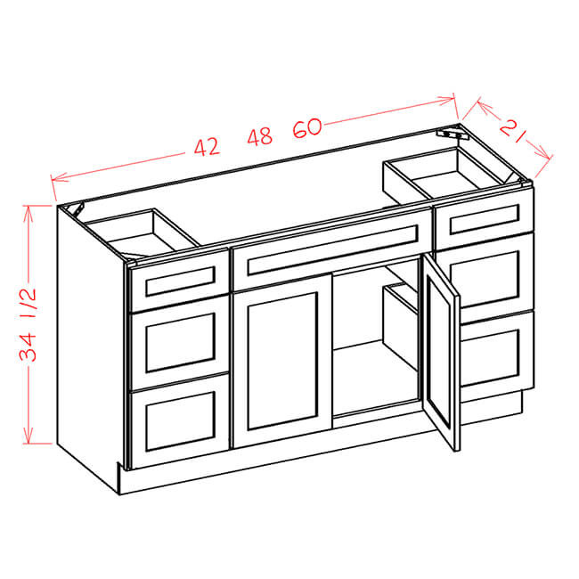 VDDB48 Oxford Sage Vanity Sink Drawer Base Cabinet (RTA)