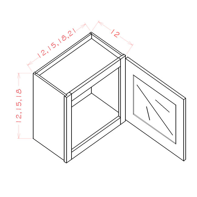 W1215GD Oxford Sage Stacker Wall Prepped for Glass Door Cabinet with Finished Interior (RTA)