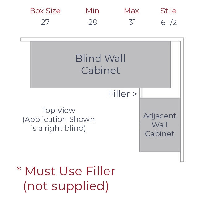 WBC2742 Shaker Cinder Wall Blind Corner Cabinet (RTA)