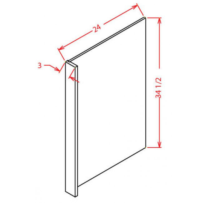 DWP3 Bowery Pewter Dishwasher End Panel w/ 3" Filler