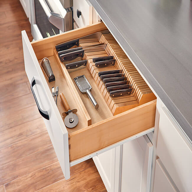 B15-21KN Madison Pewter Drawer Double Knife Block Insert