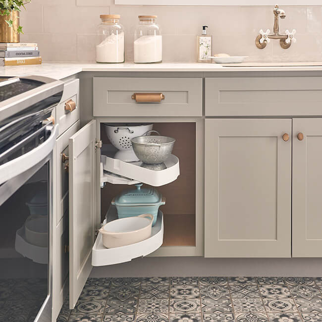 BC48LSPO Broadway Gray Base Corner Lazy Susan Pull-Out Shelves