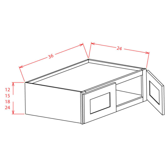 W362424 Shaker Cinder Wall Refrigerator Cabinet (RTA): RTA Kitchen