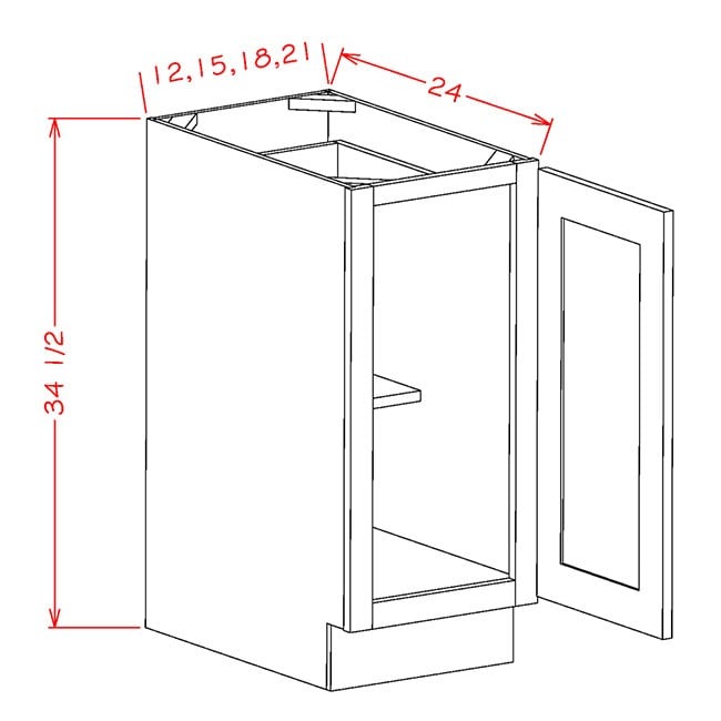 B12fh Shaker Gray Base Full Height Single Door Cabinet Rta Rta Kitchen Cabinets