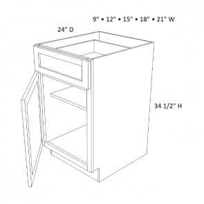 B12 Dark Caramel Base Single Door Cabinet (RTA)