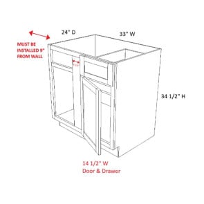 BBC33-9 Dark Caramel Base Blind Corner Cabinet (RTA)