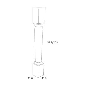 DLS-4X4X36 Dark Caramel Decor Leg (RTA)
