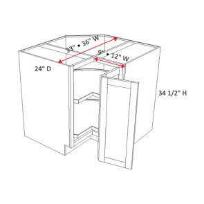 LZS3612 Dark Caramel Lazy Susan Corner Base Cabinet (RTA)