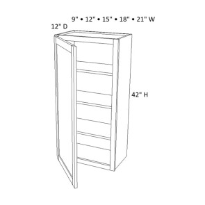 W1242 Dark Caramel Wall Single Door Cabinet (RTA)