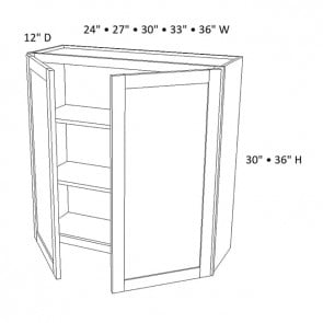 W3036 Dark Caramel Wall Double Door Cabinet (RTA)