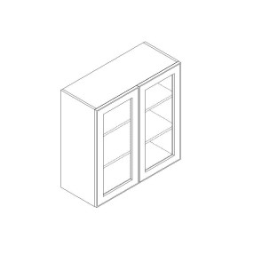 WMD3030 Storm Gray Wall Prepped for Glass Door Cabinet (Double Door) 30" x 30" (RTA)