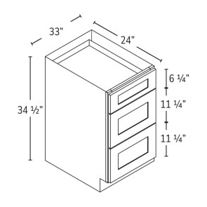 DB33(3) Estate Brown Shaker Drawer Base Cabinet (RTA)