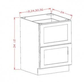 2DB36 Shaker Gray Two Drawer Base Cabinet (RTA)