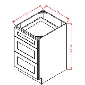 3DB27 Shaker Arctic Drawer Base Cabinet (RTA)