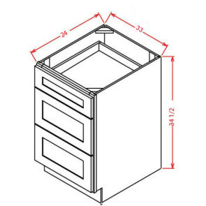 3DB33 Shaker Arctic Drawer Base Cabinet (RTA)