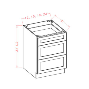 3VDB24 Shaker Gray Vanity Drawer Base Cabinet (RTA)