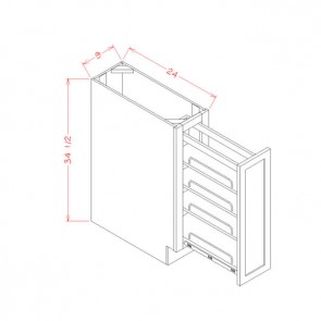 BT9PO Shaker Light Gray Base Cabinet with Shelf Pullout Organizer