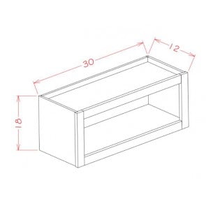 WOC3018 Shaker Light Gray Wall Open Cabinet (RTA)