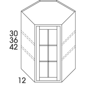 WMDC2430 Bowery White Wall Diagonal Corner Cabinet Prepped for Glass Door