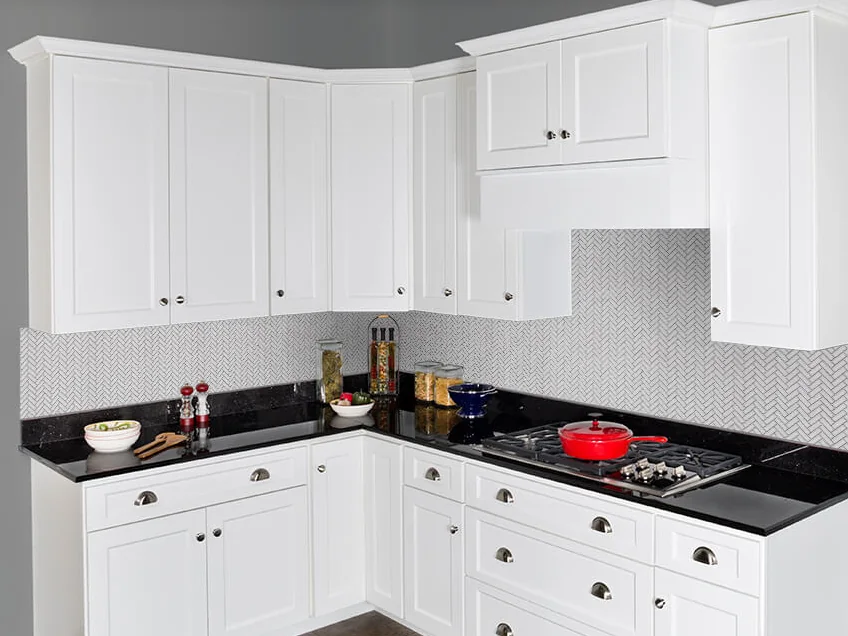 Broadway White assembled kitchen cabinets