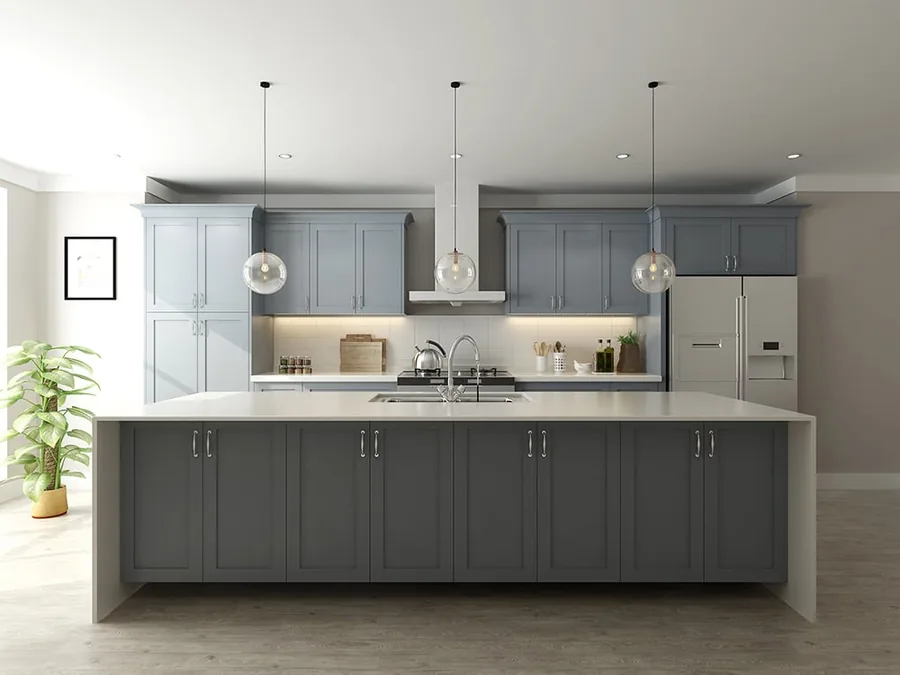 Storm Gray frameless kitchen cabinets