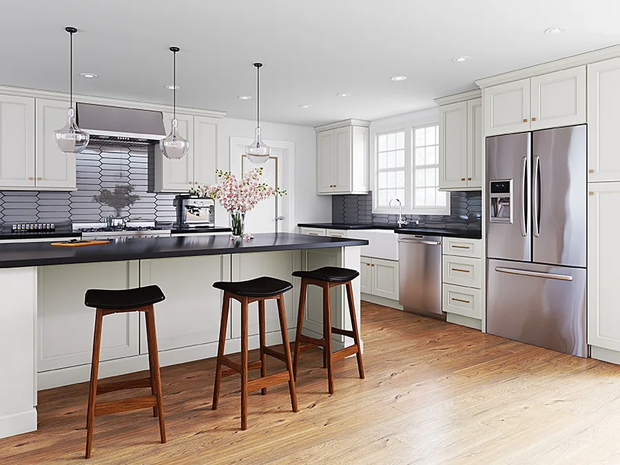 Townplace Cream assembled kitchen cabinets