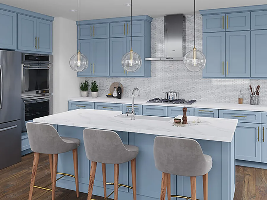 Xterra Blue Shaker assembled kitchen cabinets