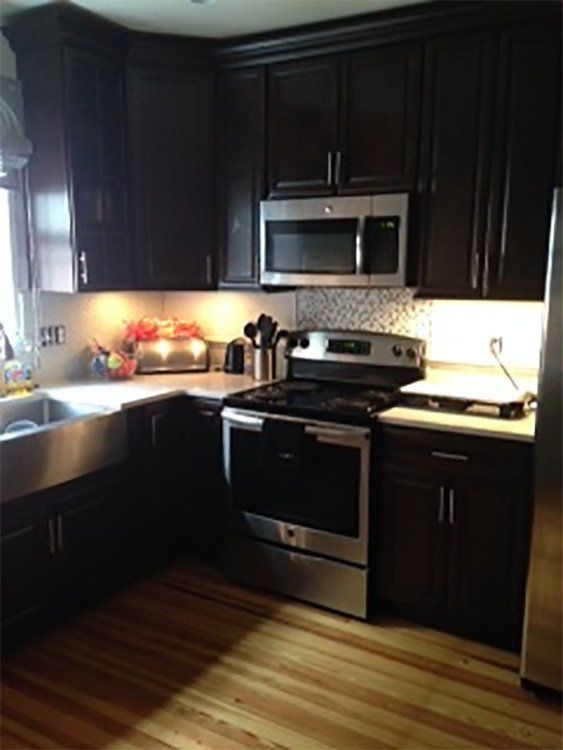 Selena K.’s kitchen after, with Espresso cabinets