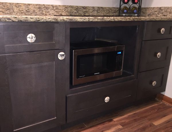 Nancy E.’s kitchen after, with Graystone Shaker cabinets