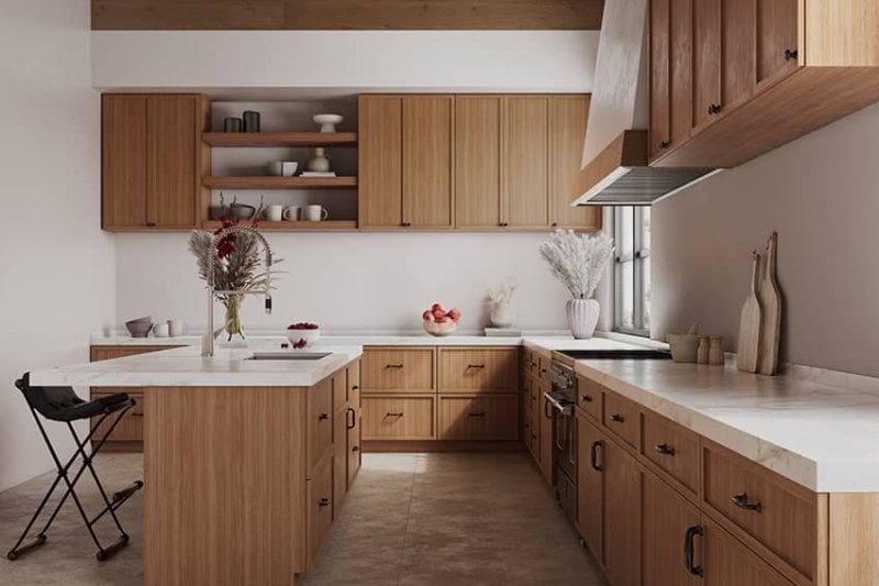 Contemporary Natural Wood Kitchen Remodel by Kitchen Cabinet Kings project photo