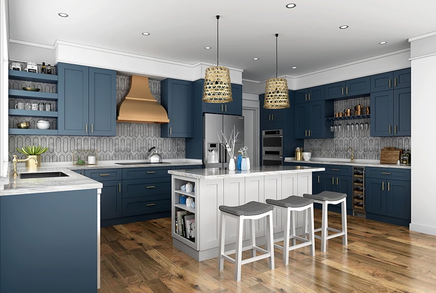 Buy Imperial Blue Frameless Kitchen Cabinets Online