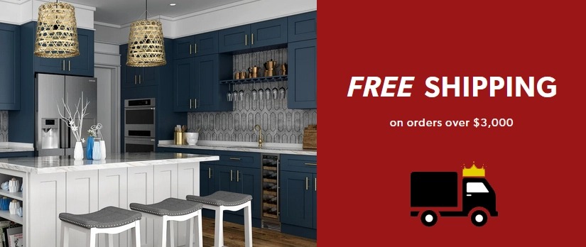 Kitchen Cabinet Kings offers free shipping on orders over $3,000.
