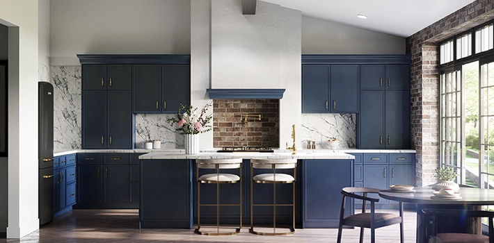 Petit Blue Ready to Assemble Kitchen Cabinets.