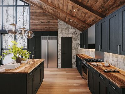Kitchen with Blaze Black cabinets