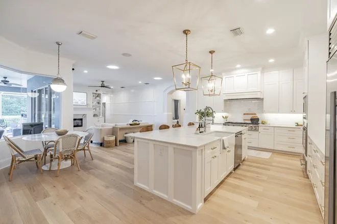 Shaker Blanco kitchen cabinets in a finished kitchen