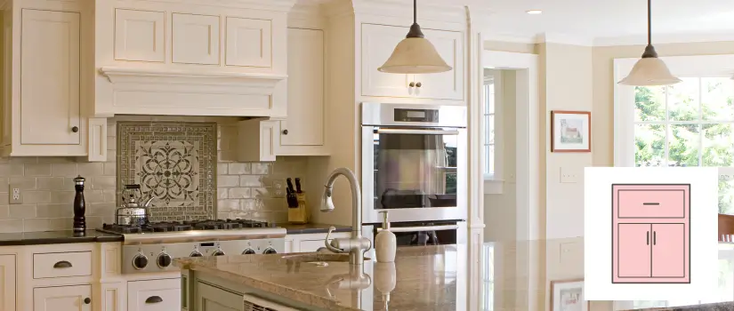 Traditional kitchen with white inset kitchen cabinets.