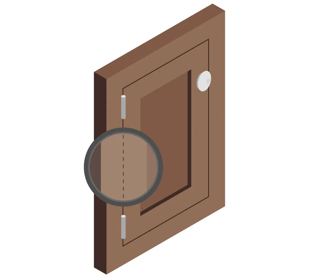 Illustration of an inset kitchen cabinet with door level to the frame.