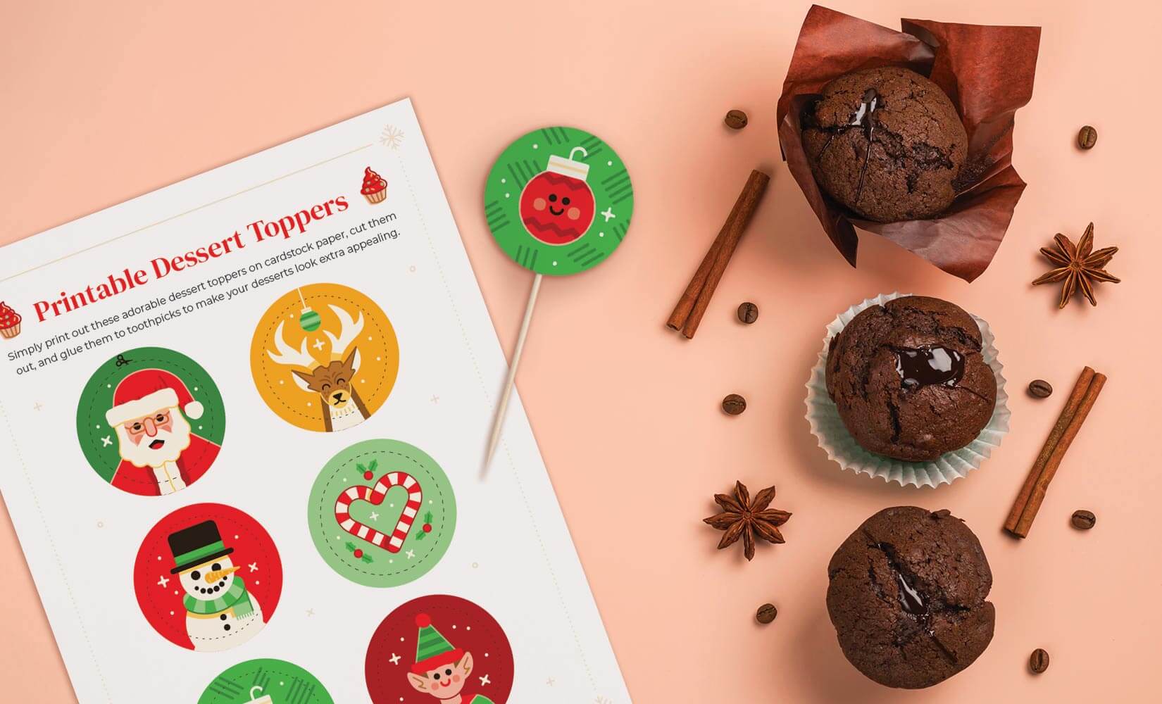 Christmas dessert toppers