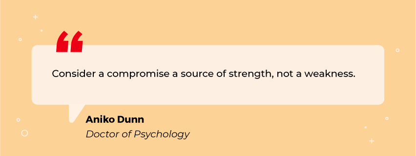 Quote by Aniko Dunn saying compromise is a strength not a weakness.