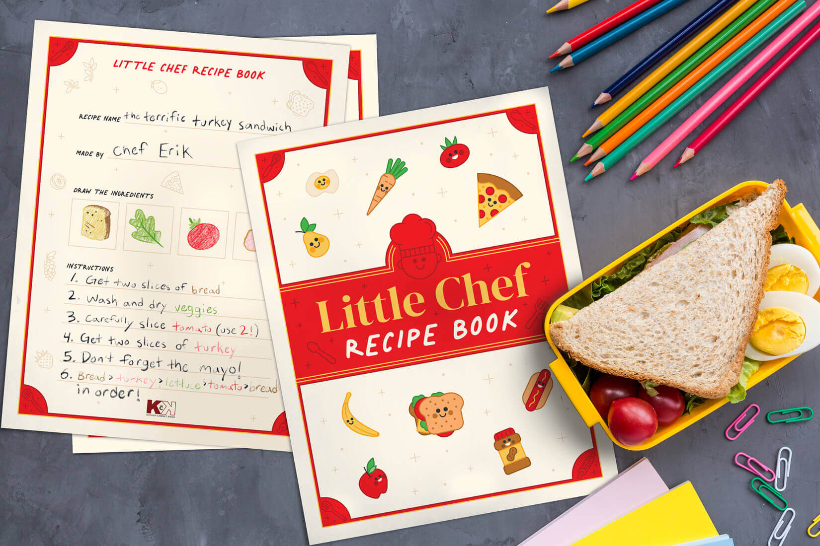 Kitchen Cabinet Kings recipe custom recipe book for cooking with kids at home