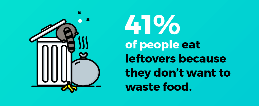 people eat leftovers to avoid food waste illustration