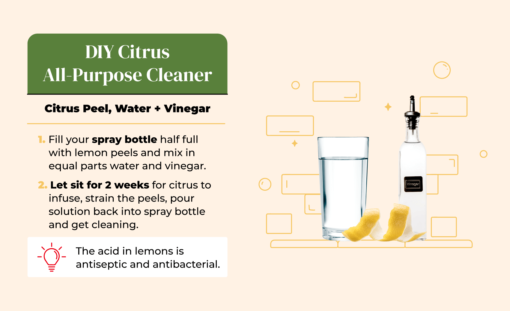 Eco-friendly DIY citrus-infused all-purpose cleaner for your kitchen surfaces.